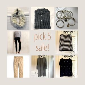 Pick any 5 items priced less than $20, create a bundle for $10!!!